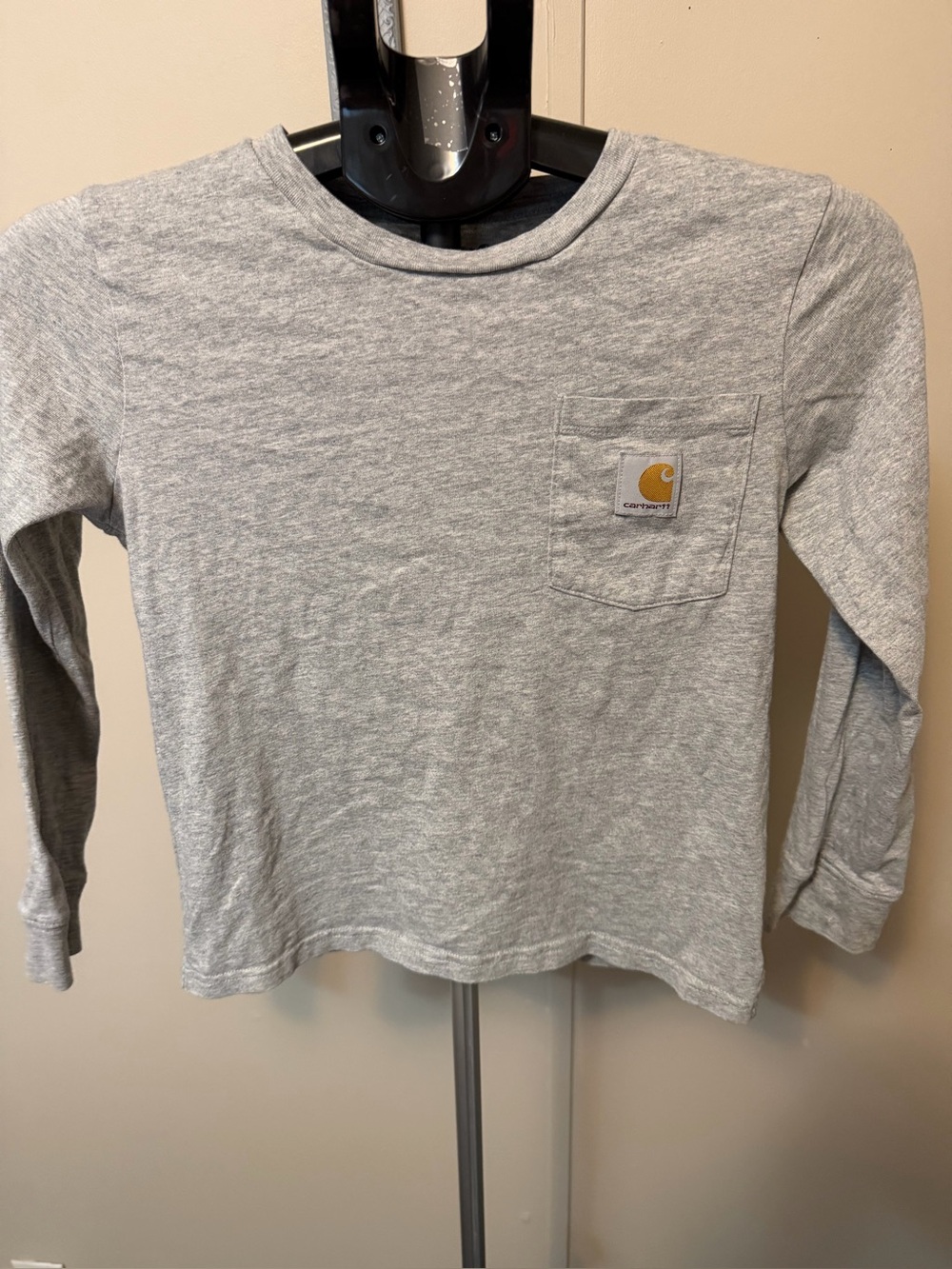 Carhartt Boys Gray Long Sleeve Pocket Tee - Size S (8/10) FLAW